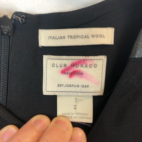 Club Monaco Black Wool Drop Waist Dress 2 - Picture 7 of 8